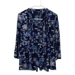 Lucky Brand Button Down Shirt Medium Blue & Cream Print